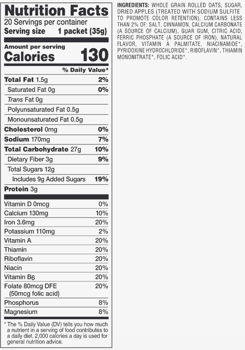 Amazon Brand - Happy Belly Instant Oatmeal, Apple and Cinnamon, 20 Packets (Previously Solimo)