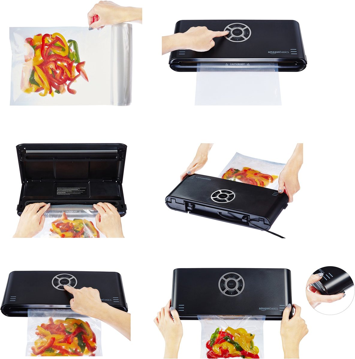AmazonBasics Vacuum Sealer, 30 cm Seam + 10 Vacuum Bags, Black