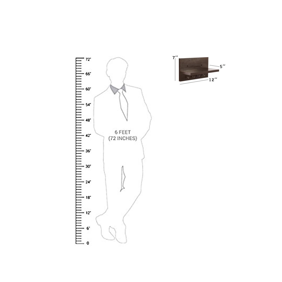 Amazon Brand - Solimo Wall-Mounted Wall Shelf with Key Hook (Matte Finish, Wenge)