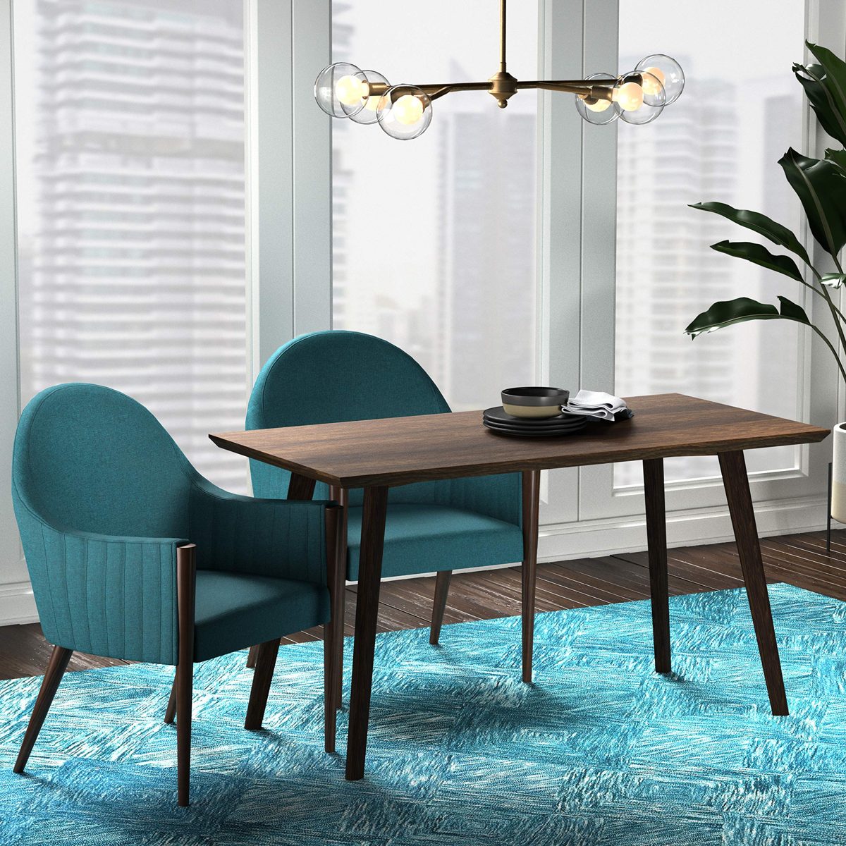 Amazon Brand – Rivet Contemporary Curved-Back Dining Chair, 35"H, Aqua