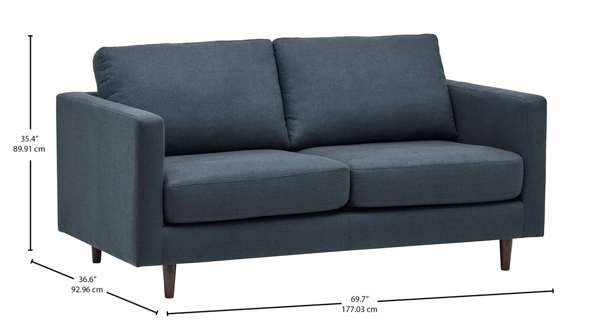 Amazon Brand - Rivet Revolve Modern Upholstered Sofa Bed, 70"W, Denim Blue