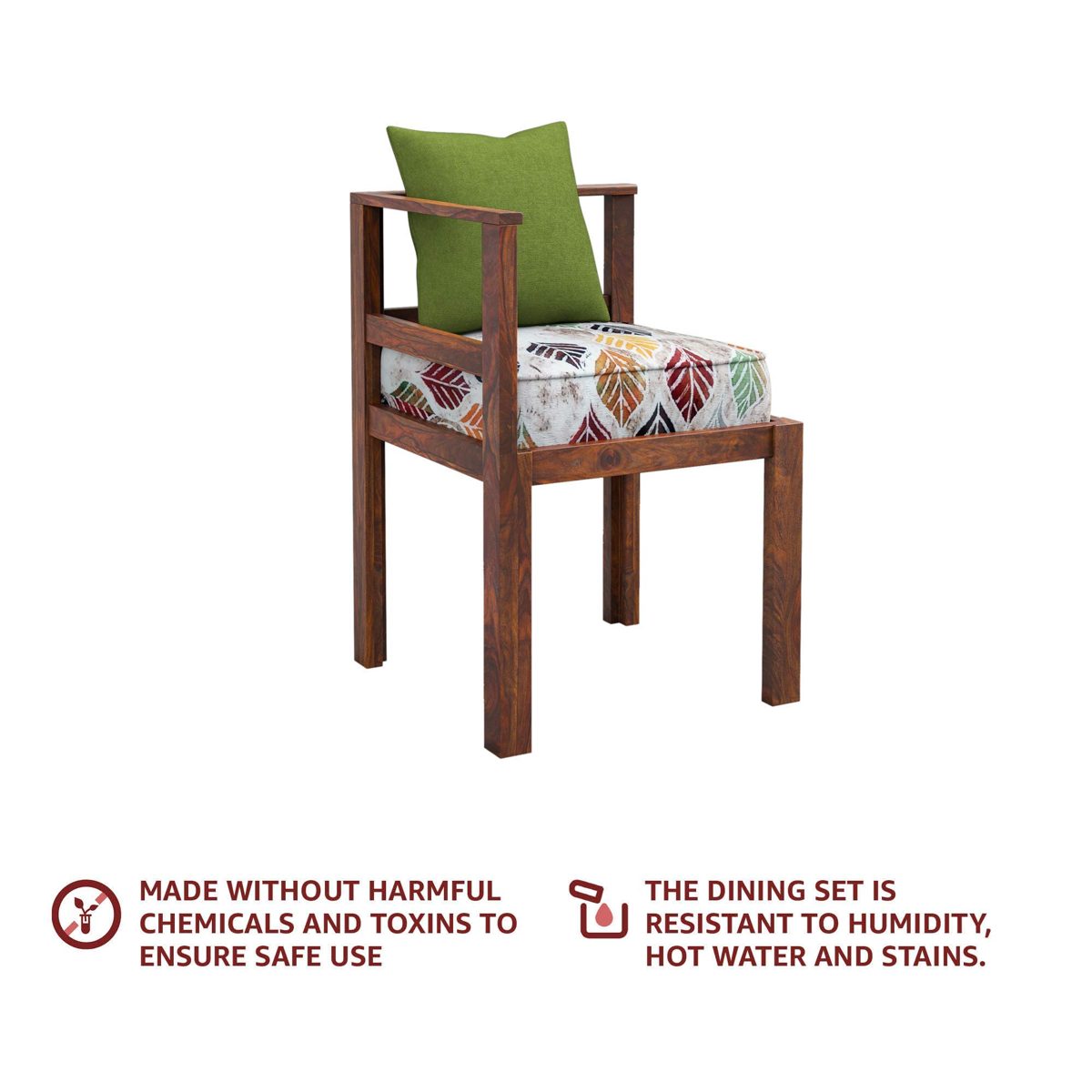 Amazon Brand - Solimo Virgo Solid Sheesham Wood 4 seater Dining Table with Chairs (Teak Finish)