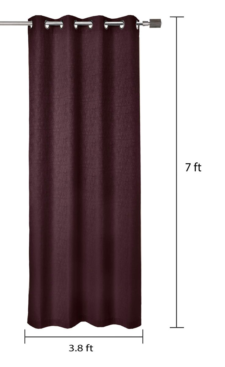 Amazon Brand - Solimo Magnolia Door Curtain, 7 feet - Set of 2 (Plum Purple)
