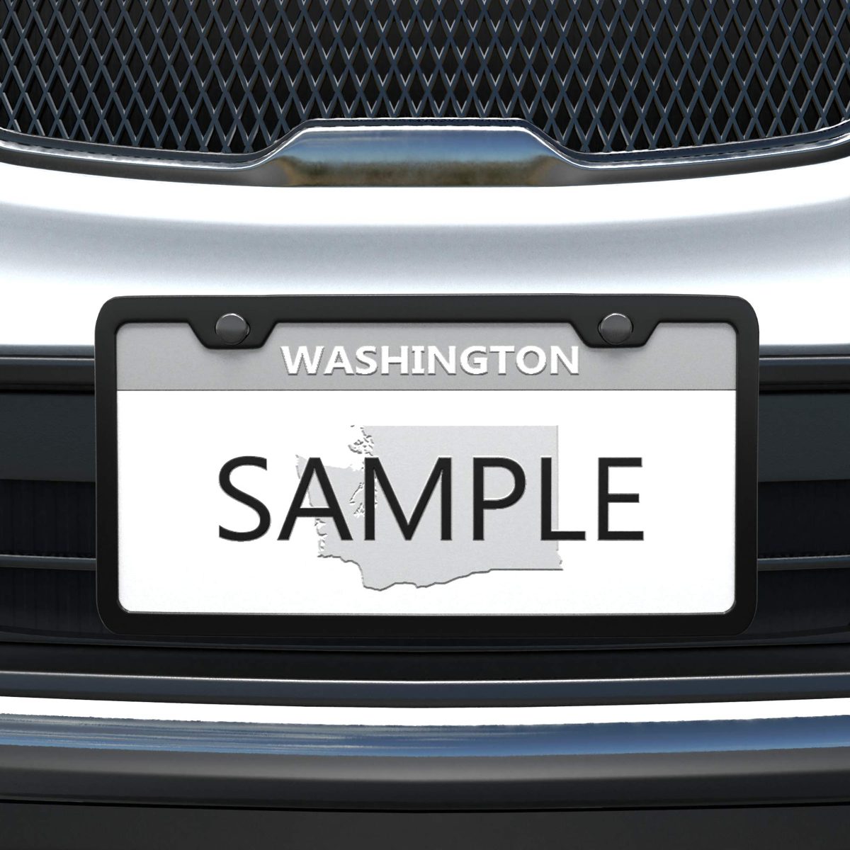 AmazonBasics Matte Aluminum License Plate Frame Pair with Screw Caps - 2-Hole, 12.2'' x 6.3'', Black