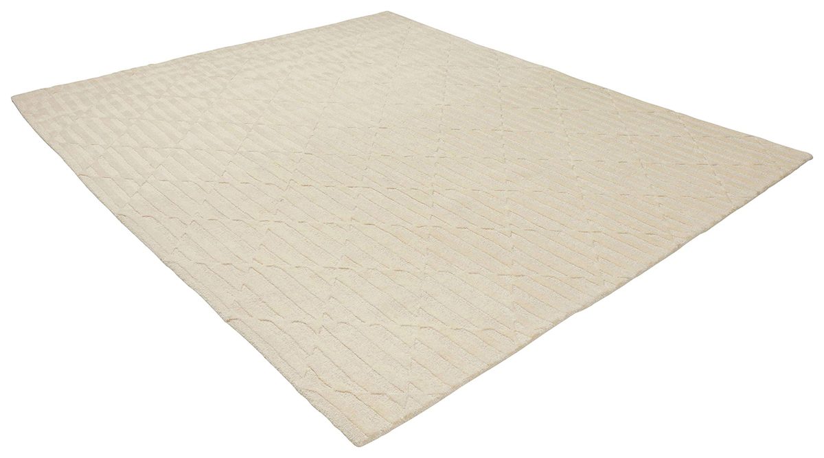 Amazon Brand – Rivet Geometric Criss-Cross Woven Wool Area Rug, 5 x 8 Foot, Cream