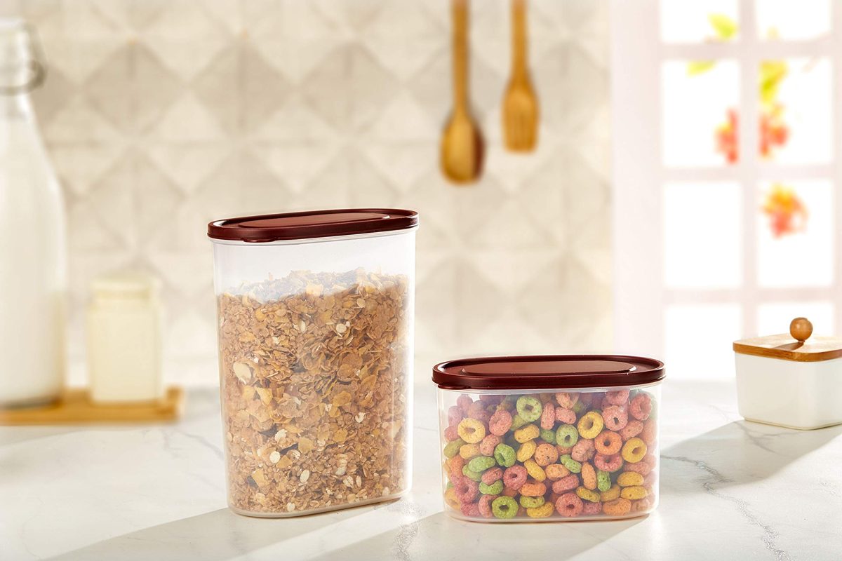 Amazon Brand - Solimo Set of 2 Kitchen Storage Containers (1650 ml, 950 ml), Brown
