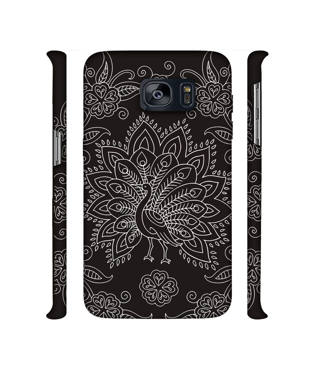 Amazon Brand - Solimo Designer White Peacock Rangoli 3D Printed Hard Back Case Mobile Cover for Samsung Galaxy S7 Edge