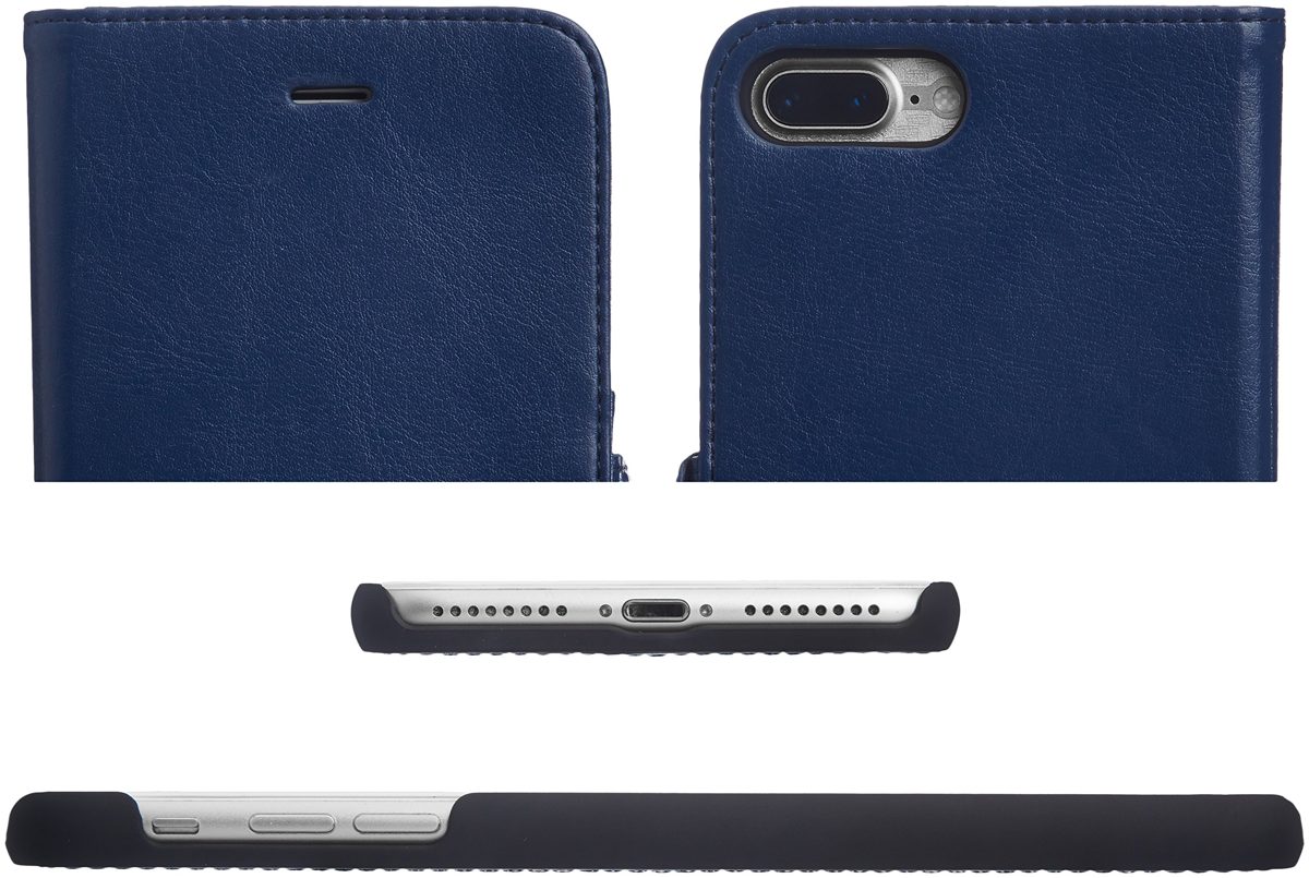 AmazonBasics iPhone 8 Plus / 7 Plus PU Leather Wallet Detachable Case, Navy
