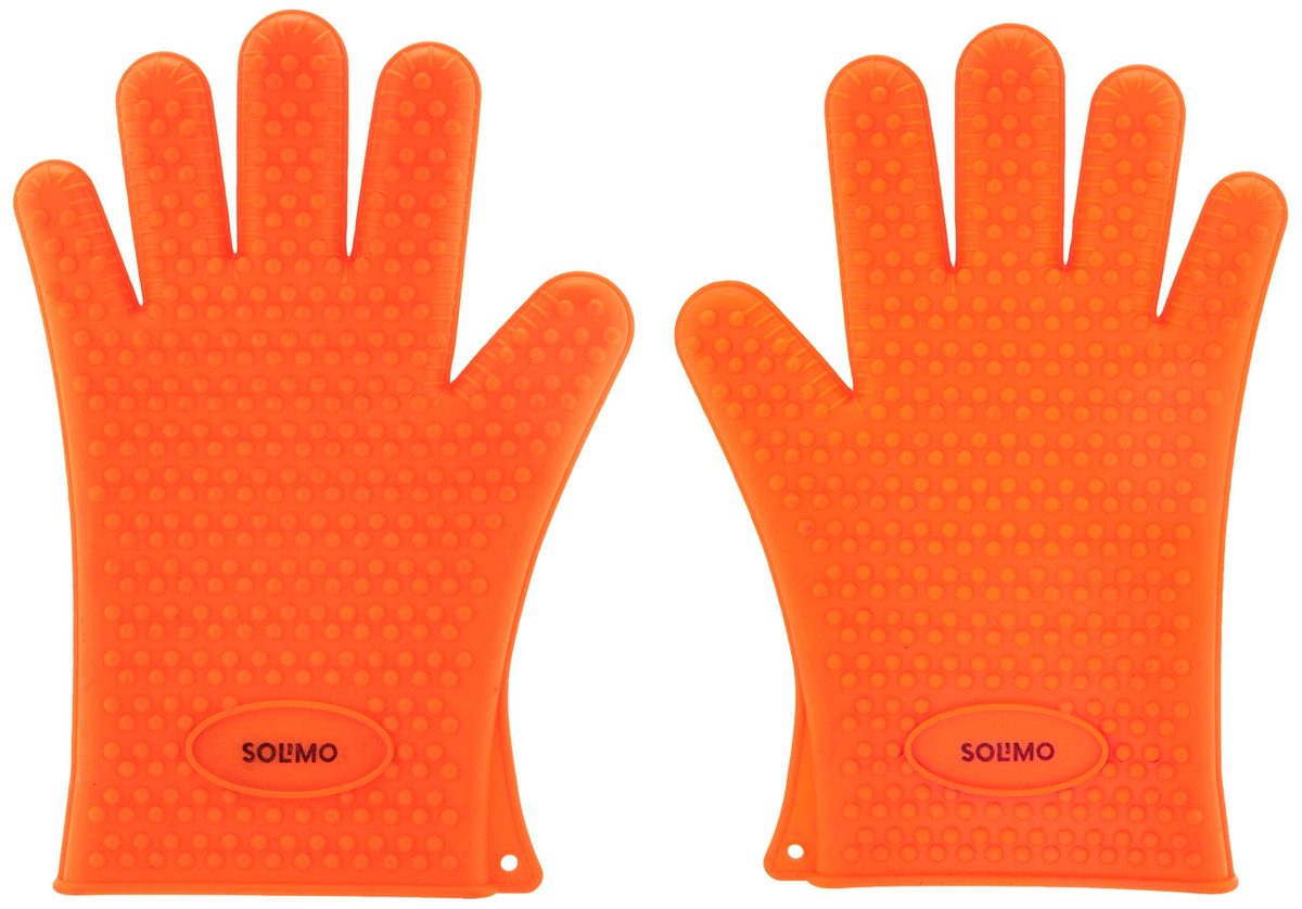 (Renewed) Amazon Brand - Solimo Silicone Baking Glove Set, 2-Pieces, Orange