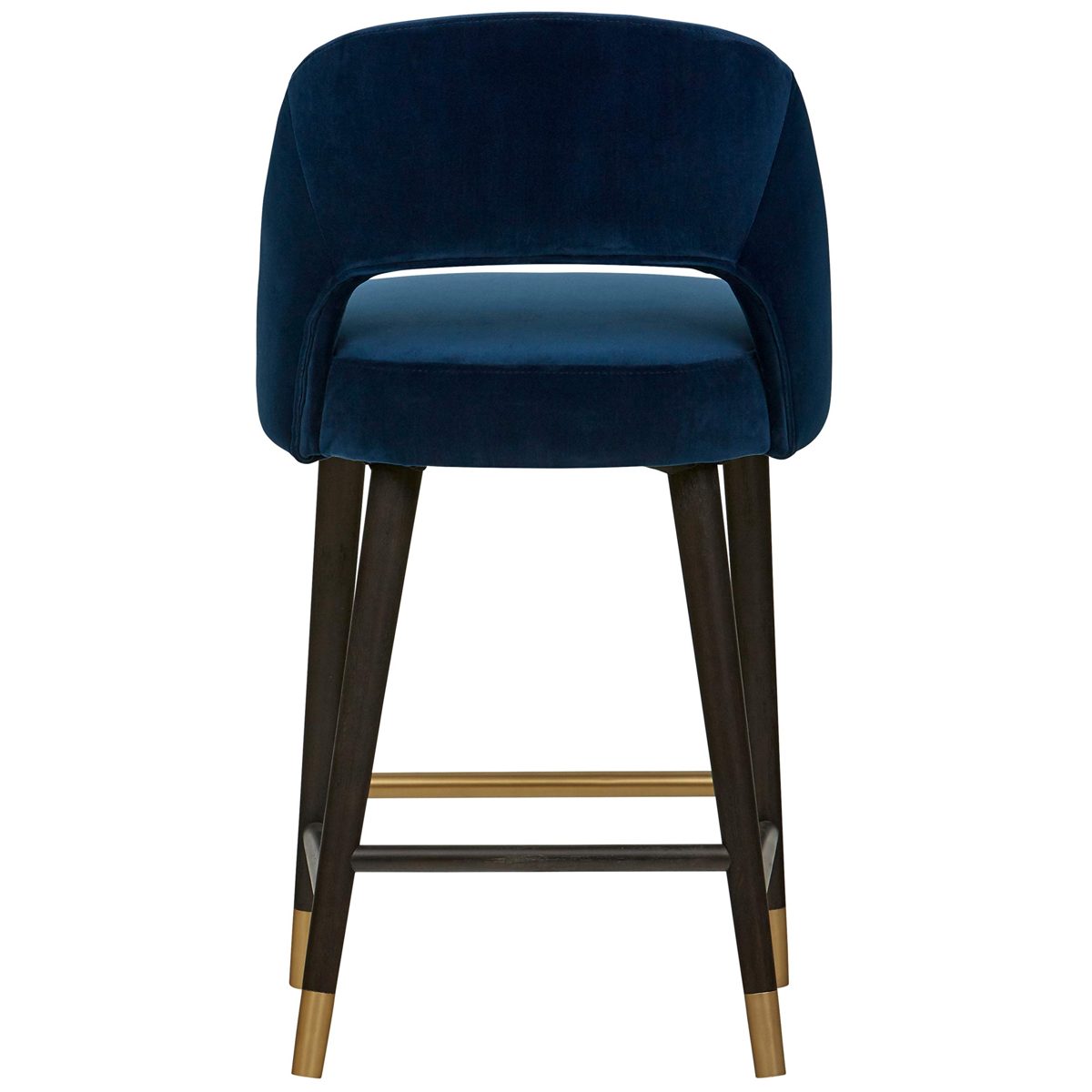 Amazon Brand – Rivet Whit Contemporary Upholstered Counter Height Stool with Gold Accents, 37"H, Navy Velvet