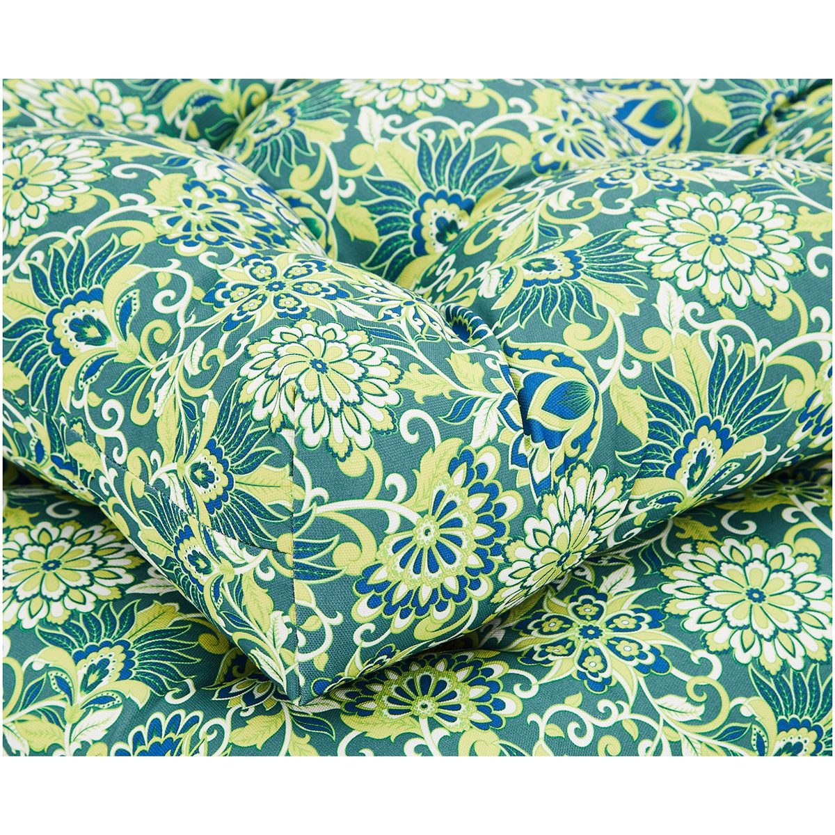 Amazon Basics Tufted Outdoor Seat Patio Cushion - Pack of 2, 19 x 19 x 5 Inches, Blue Flower