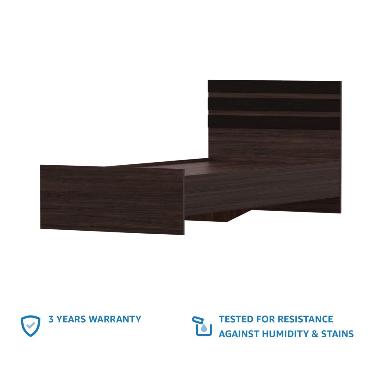 Amazon Brand - Solimo Liza Single Size Engineered Wood Bed (Acacia Dark Finish)