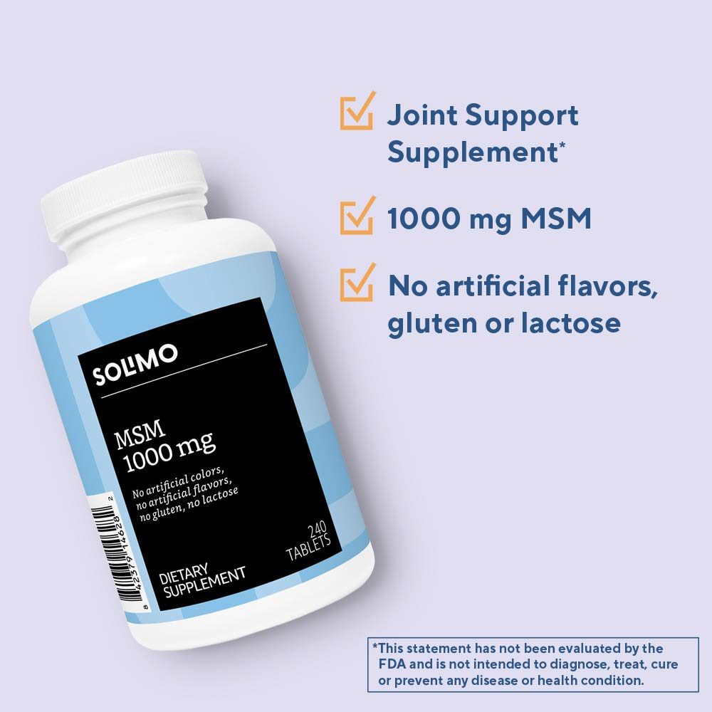 Amazon Brand - Solimo MSM 1000mg, 240 Tablets, Eight Month Supply