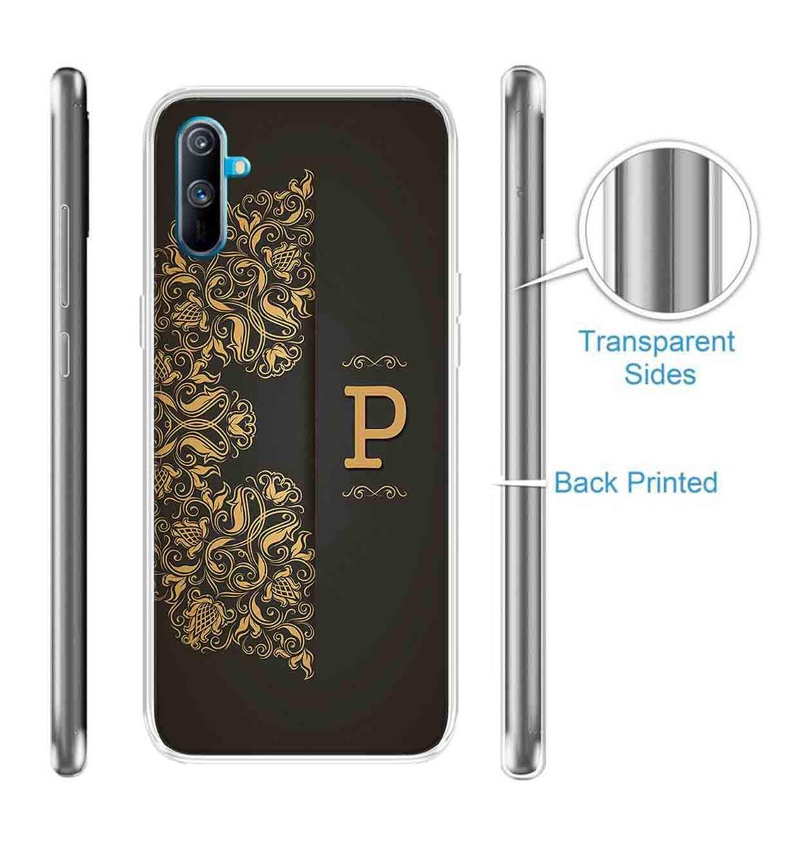 Amazon Brand - Solimo Designer Multicolor Black Pattern Alphabet-P Printed Soft Back Case Mobile Cover for Realme C3