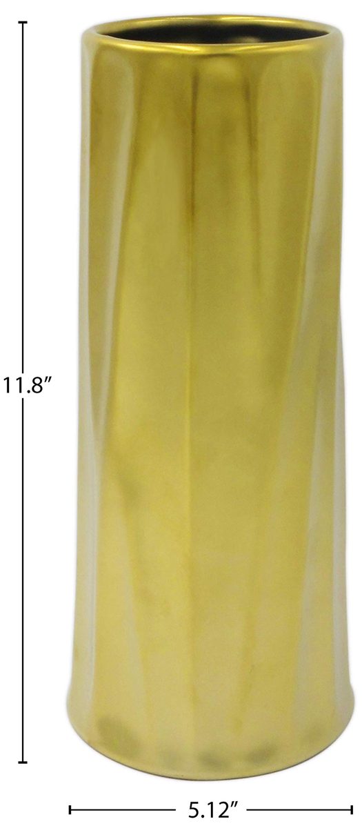Amazon Brand – Rivet Mid-Century Metallic Stoneware Vase, 11.8"H, Gold