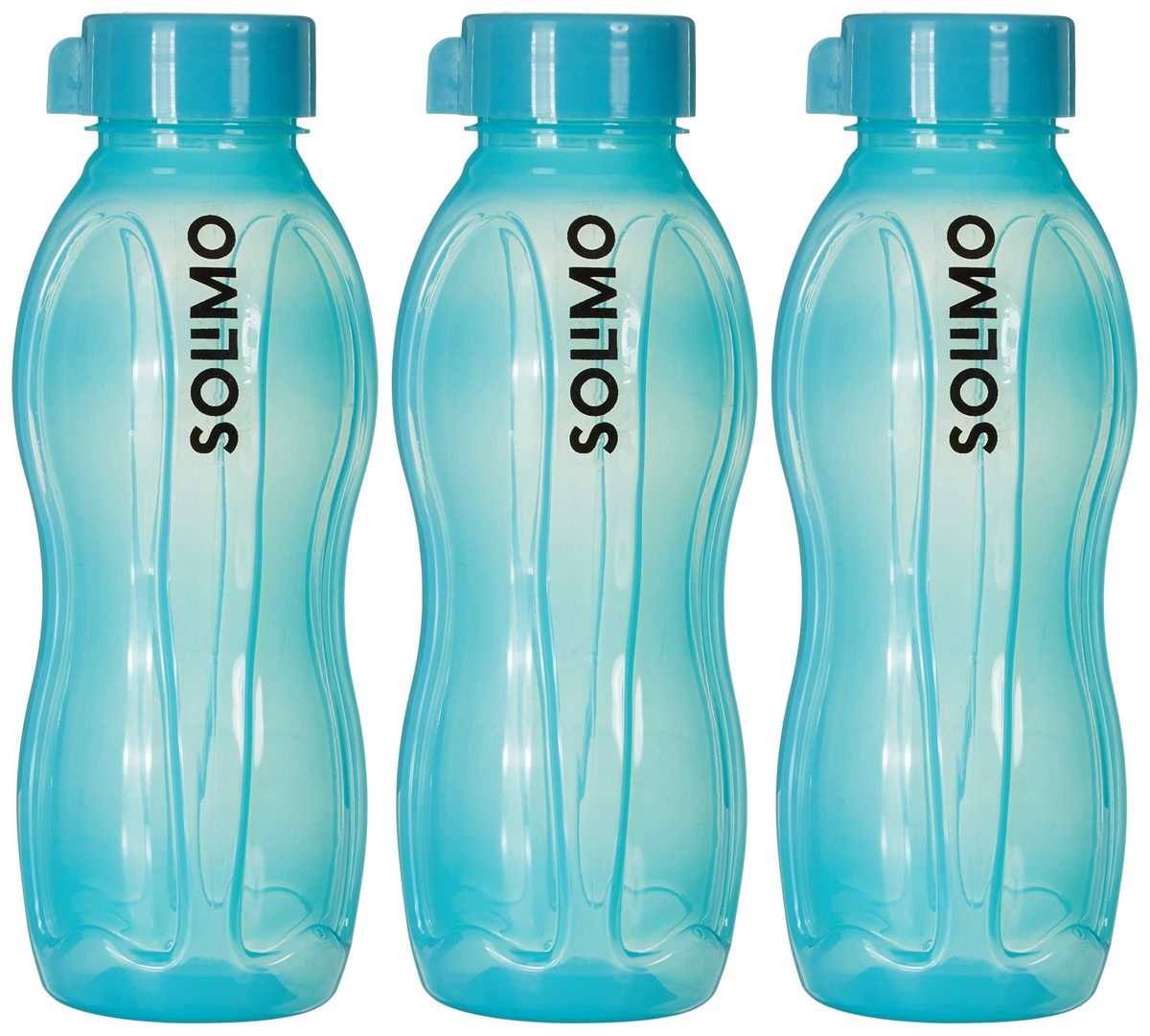 Amazon Brand - Solimo Alaska Plastic Water Bottle Set, Set of 3, 600ml, Teal