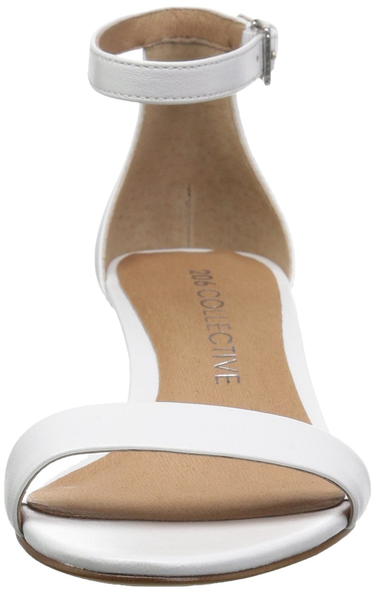 Amazon Brand - 206 Collective Women's Eve Stiletto Heel Dress Sandal-Low Heeled, white leather, 12 B US