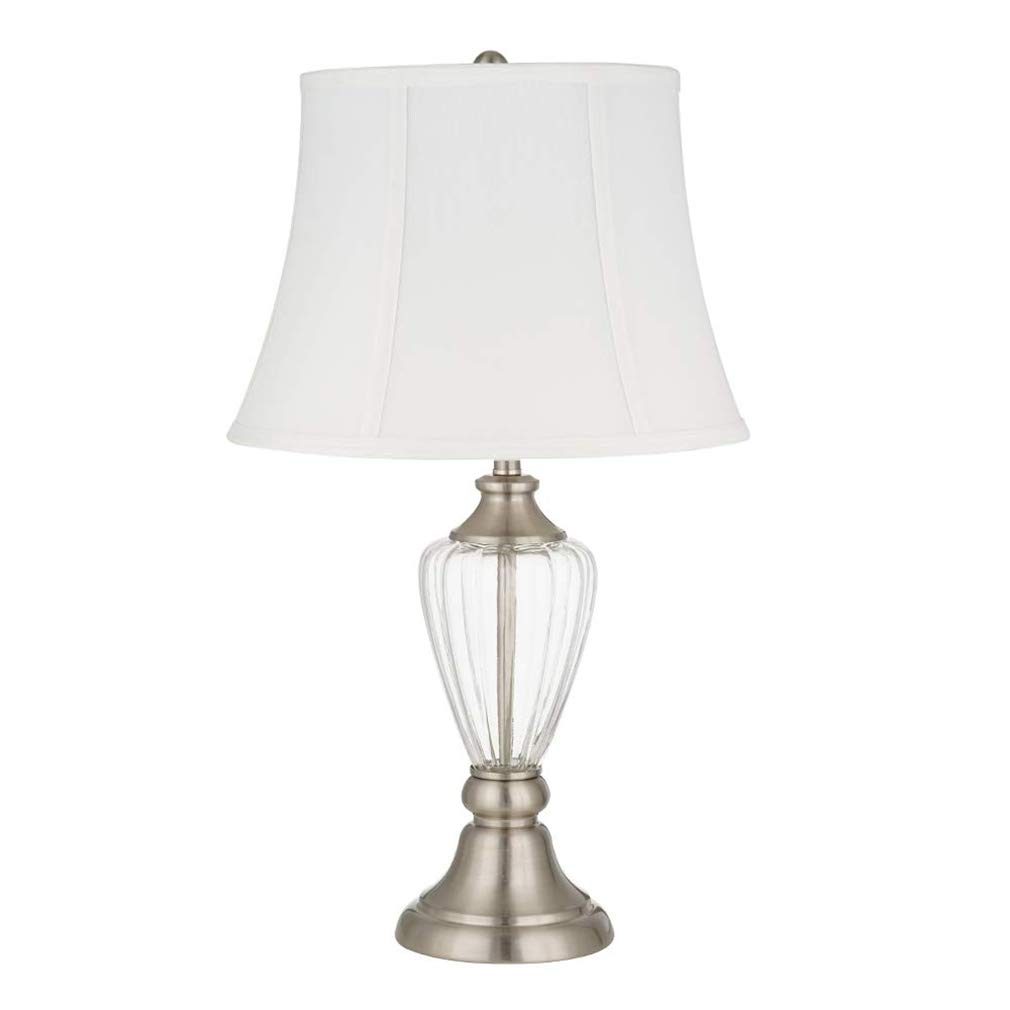Amazon Brand – Ravenna Home Living Room Table Lamp With LED Light Bulb - 24.25 Inches, Brushed Nickel With Clear Glass