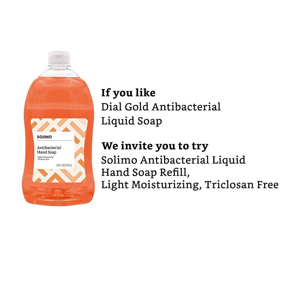 Amazon Brand - Solimo Antibacterial Liquid Hand Soap Refill, Light Moisturizing, Triclosan Free, 56 Fluid Ounces