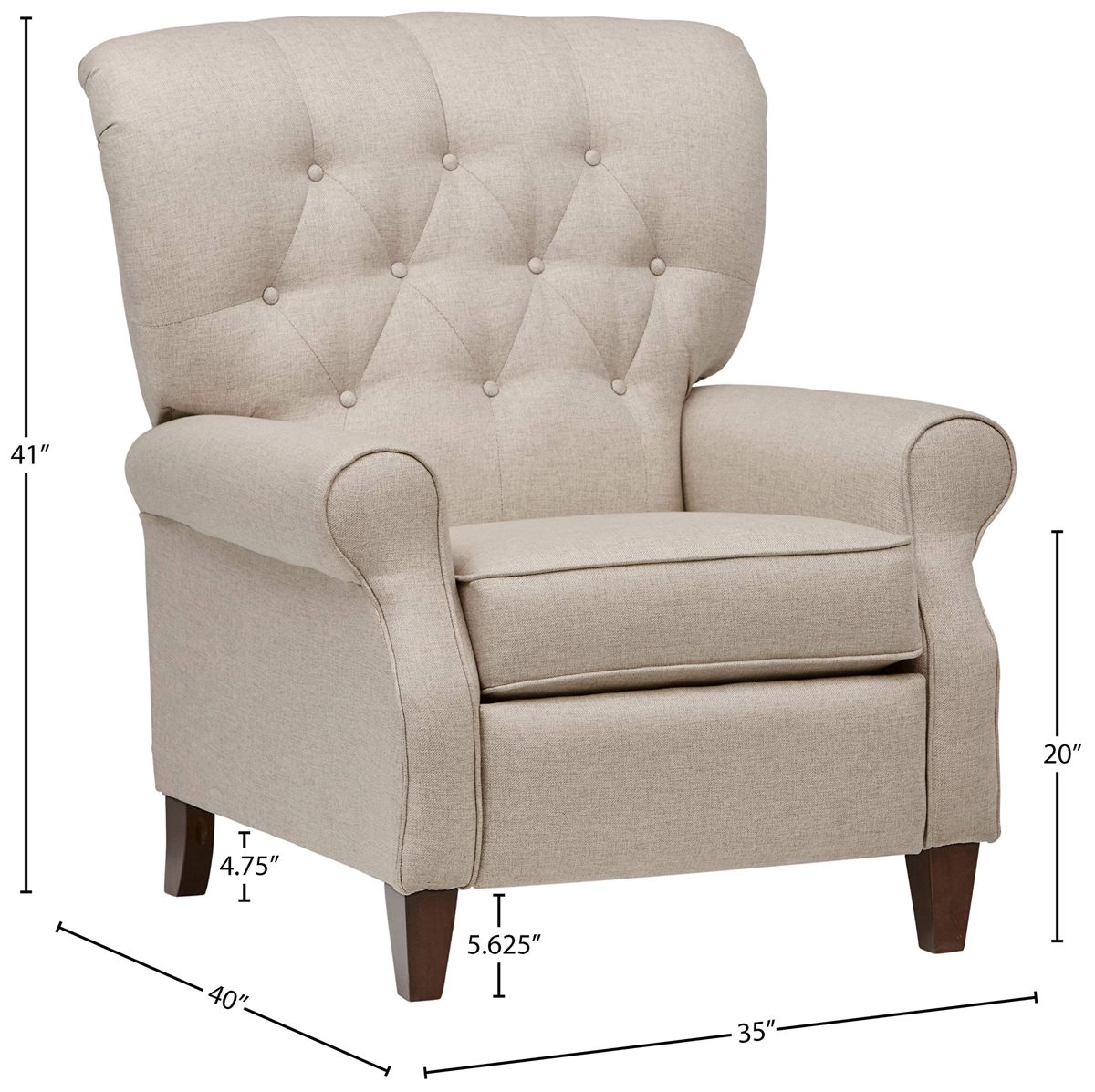 Amazon Brand – Stone & Beam Appleton Farmhouse Recliner, 35"W, Grey Linen