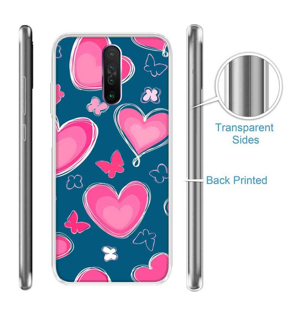 Amazon Brand - Solimo Designer Multicolor Love Butterfly Blue Pattern Design Printed Soft Back Case Mobile Cover for Poco X2 / Xiaomi Redmi K30