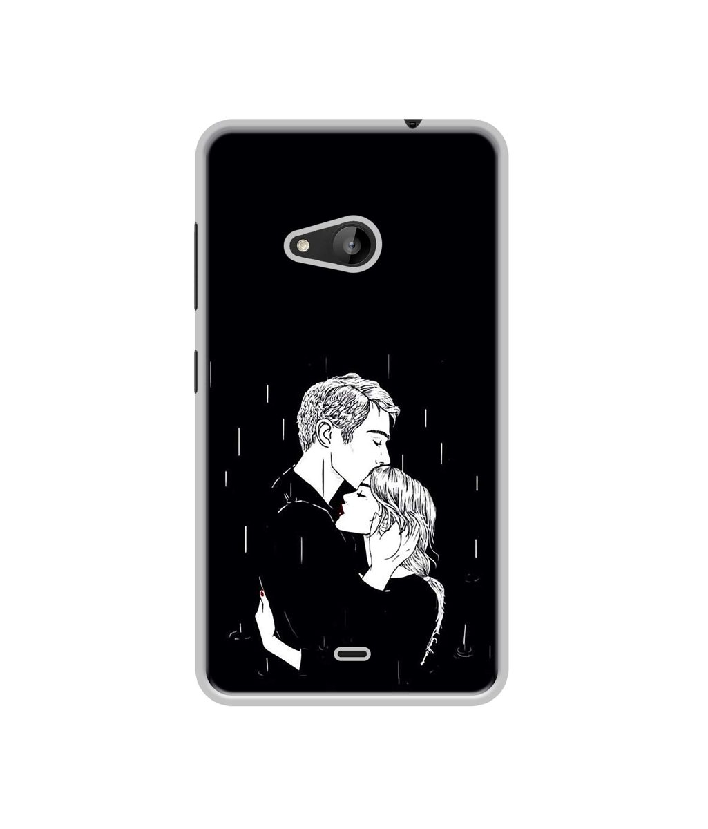 Amazon Brand - Solimo Designer Couples Standing in Rain UV Printed Soft Back Case Mobile Cover for Microsoft Lumia 535