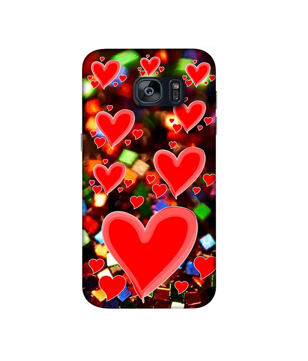 Amazon Brand - Solimo Designer Heart Texture on Glitters 3D Printed Hard Back Case Mobile Cover for Samsung Galaxy S7 Edge