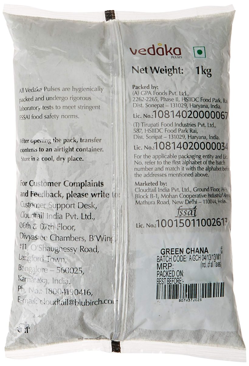 Amazon Brand - Vedaka Premium Green Chana, 1 kg