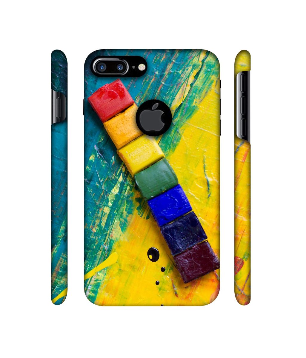 Amazon Brand - Solimo Designer Wax Color Blocks 3D Printed Hard Back Case Mobile Cover for Apple iPhone 7 Plus (Logo Cut)
