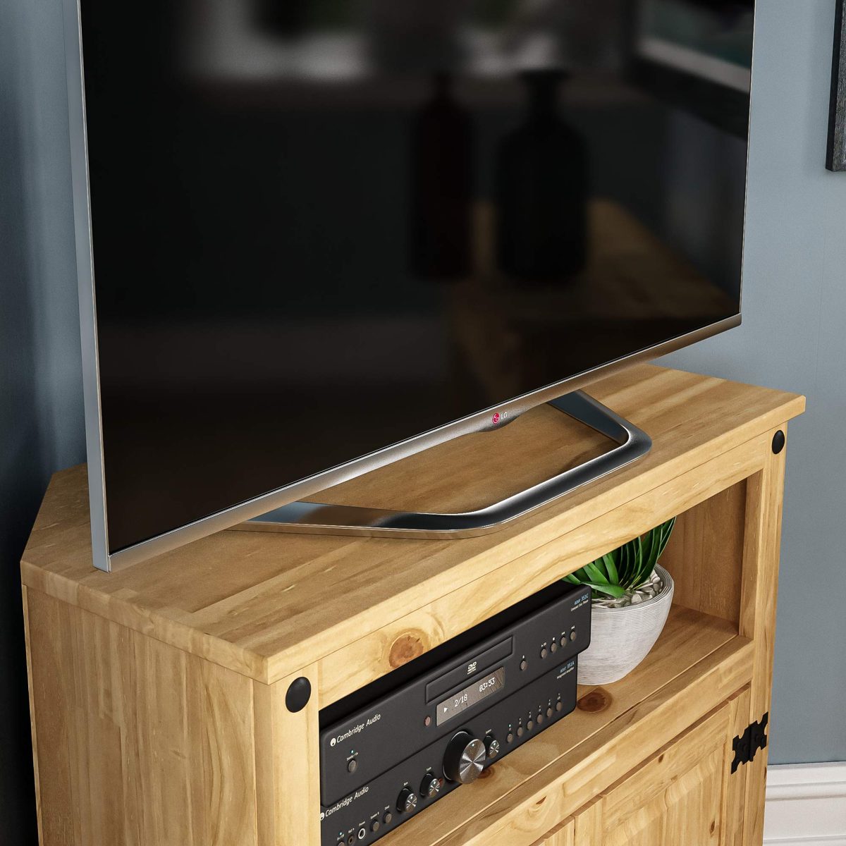 Amazon Brand - Movian Corona TV Cabinet, Solid Pine Wood, 70 x 77.5 x 40 cm