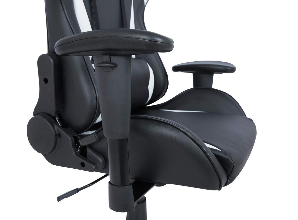 AmazonBasics BIFMA Certified Gaming/Racing Style Office Chair - with Removable Headrest and High Back Cushion - White (Renewed)