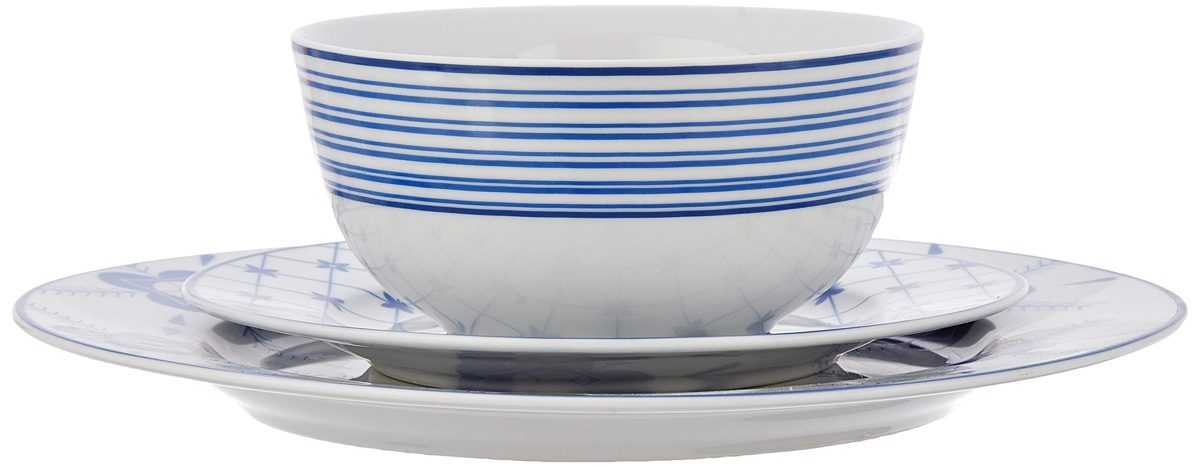 Amazon Brand - Solimo 12 Piece Dinnerware Set (Blue Floral)