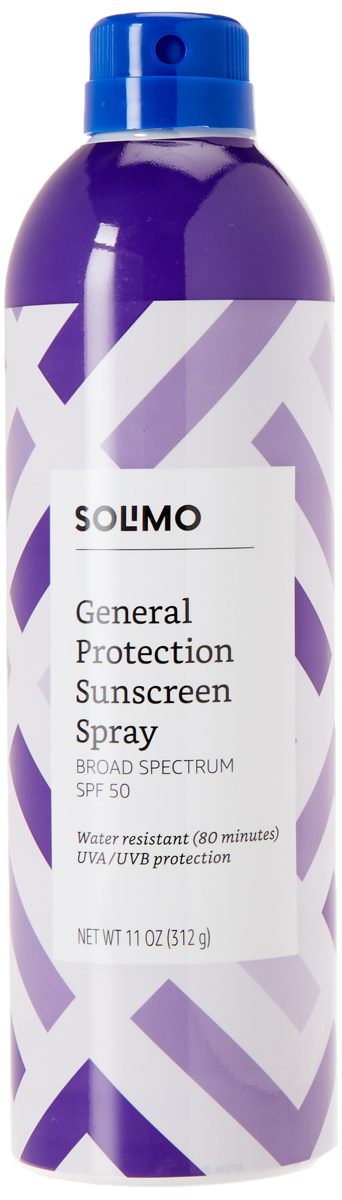 Amazon Brand - Solimo General Protection Continuous Sunscreen Spray Broad Spectrum SPF 50, 11 Ounce (Pack of 2) & Solimo Sport Continuous Sunscreen Spray Broad Spectrum SPF 30, 11 Ounce (Pack of 2)