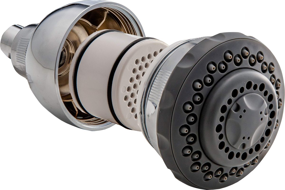 AmazonBasics Wall-Mounted Showerhead Water Filtration System | Equivalent To Culligan WSH-C125, Chrome Finish