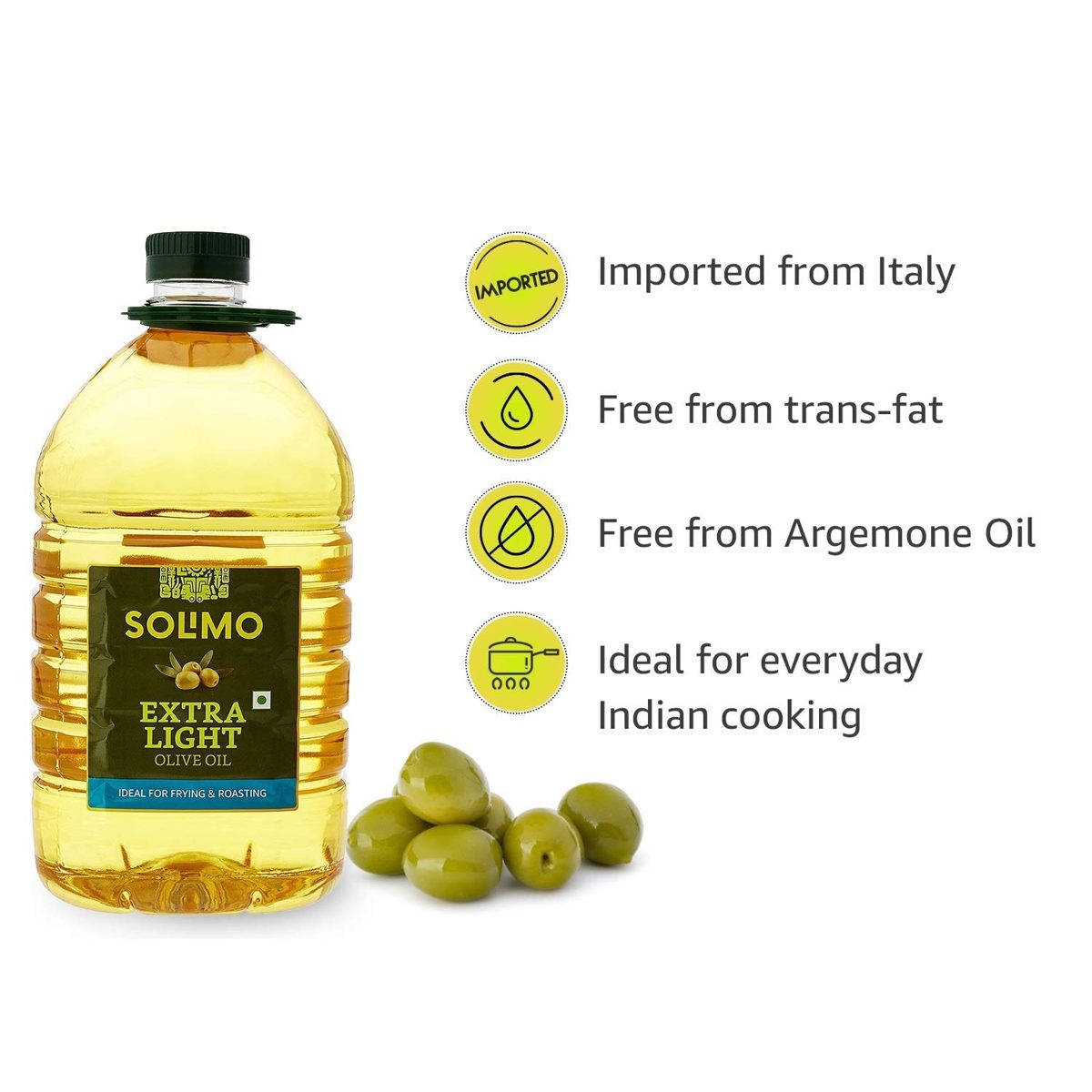 Amazon Brand - Solimo Extra Light Olive Oil, 5L