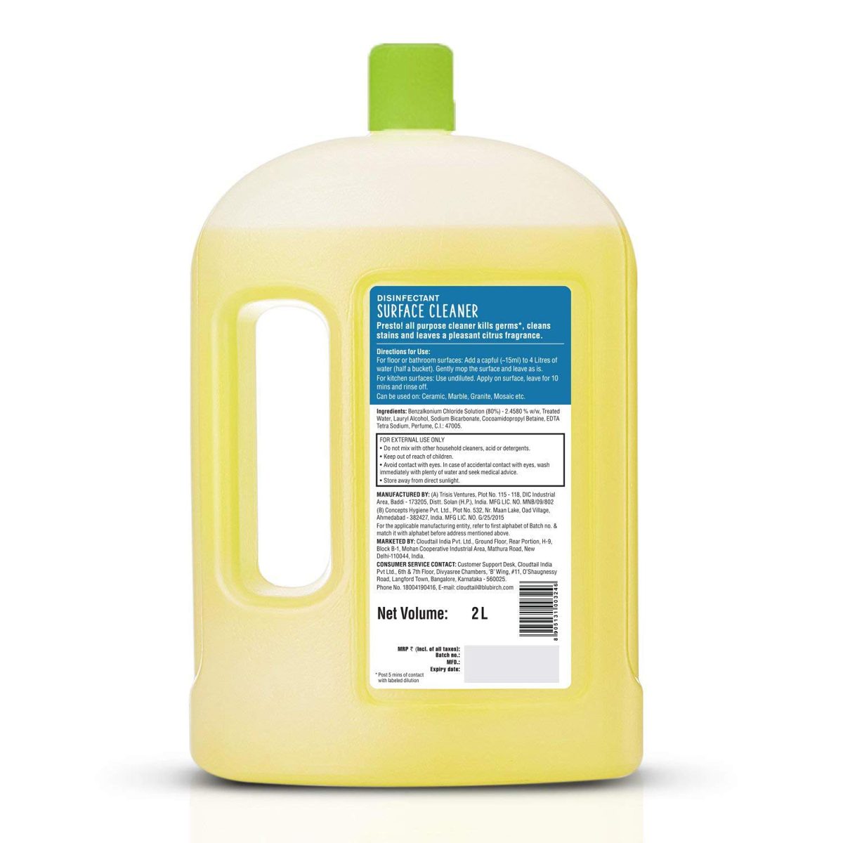 Amazon Brand - Presto! Disinfectant Floor Cleaner Citrus, 2 L