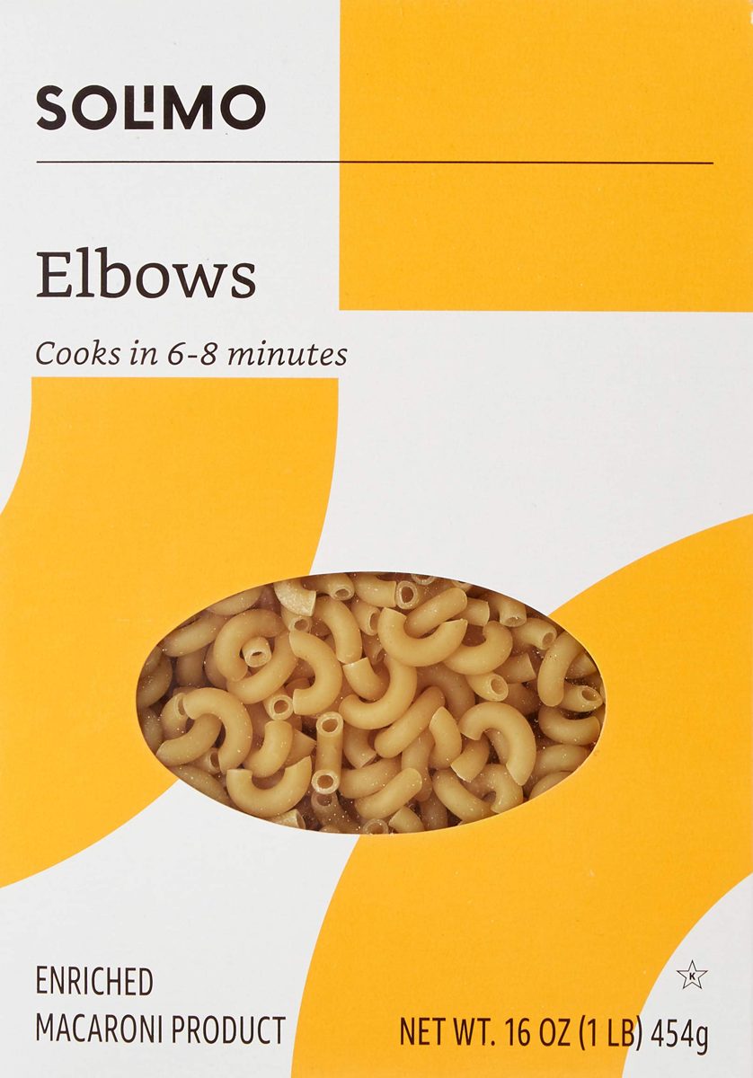 Amazon Brand - Solimo Pasta, Elbows, 16oz (Pack of 8)