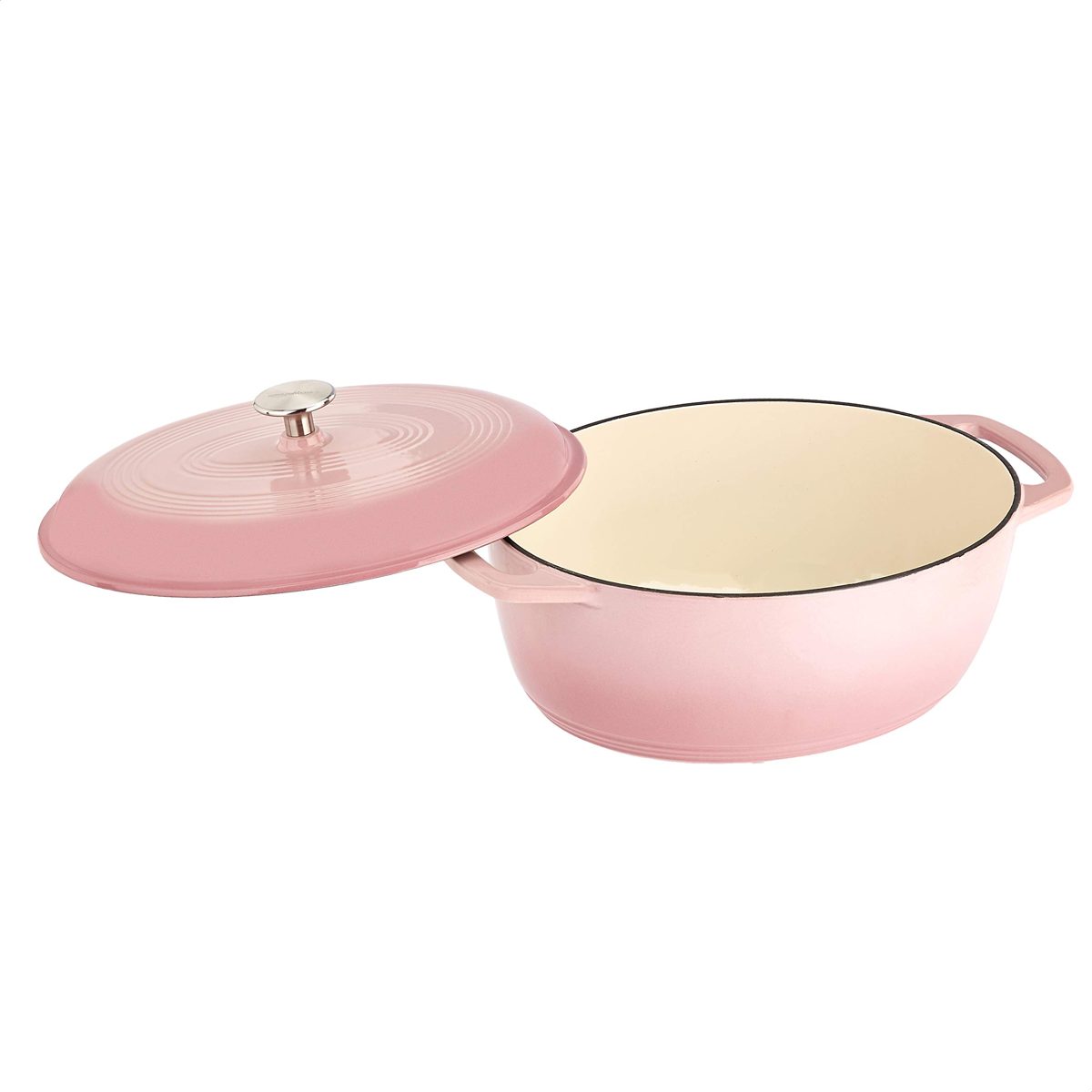 AmazonBasics SXO-7QTQF Oval Enameled Cast Iron Dutch Oven-7-Quart, Light Pink, 327259140
