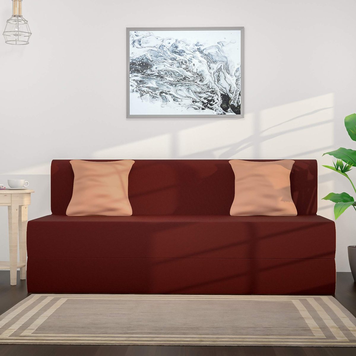 Amazon Brand - Solimo Metro  Fabric 3 seater Sofa cum Bed (Brown)
