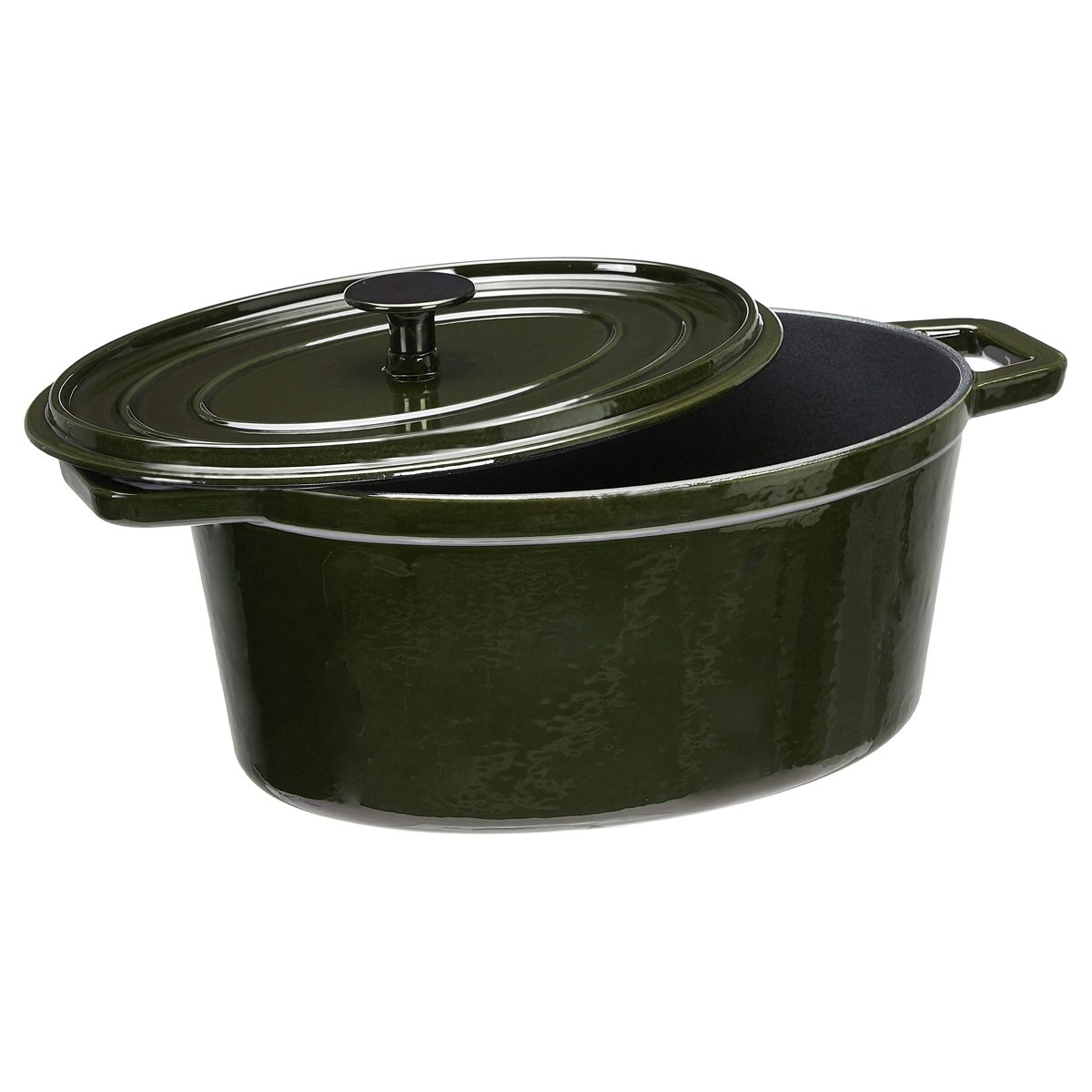 AmazonBasics Premium Enameled Cast Iron Oval Dutch Oven, 6.3-Quart, Deep Hunter Green