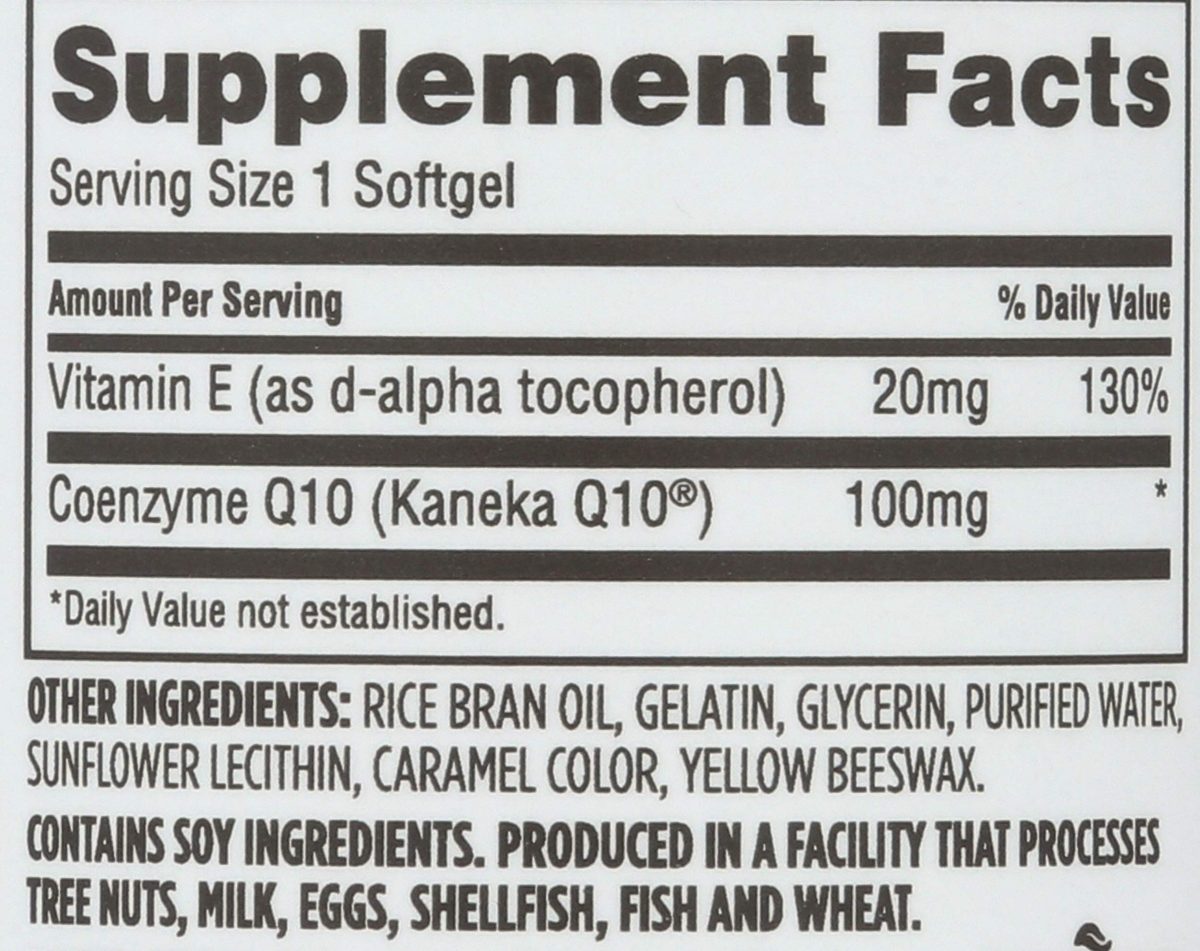 WHOLE FOODS MARKET CoQ10 100 MG Plus Vitamin E, 60 CT