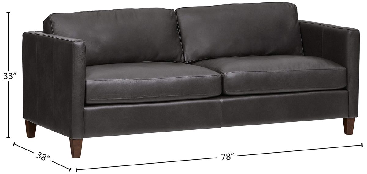 Amazon Brand – Stone & Beam Andover Studio Sofa Couch, 78"W, Charcoal Leather