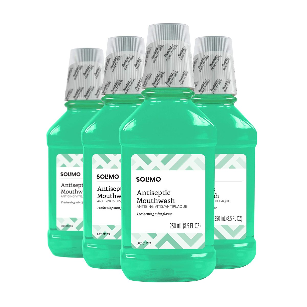 Amazon Brand - Solimo Antiseptic Mouthwash, Mint Flavor, 8.5 Fl Oz (Pack of 4)