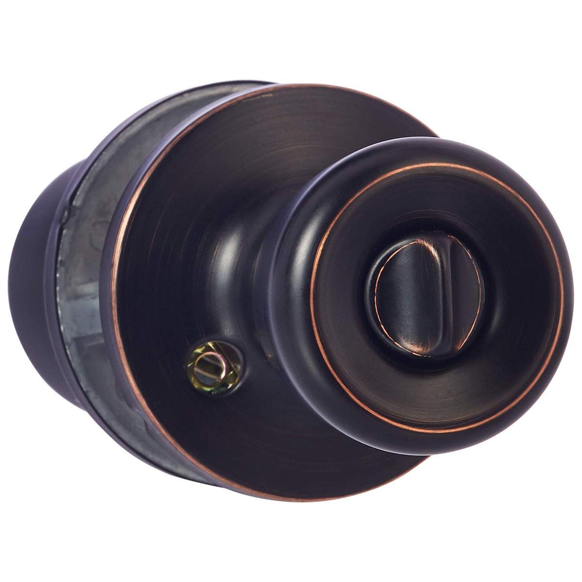 AmazonBasics Exterior Door Knob With Lock, Bell, Oil Rubbed Bronze