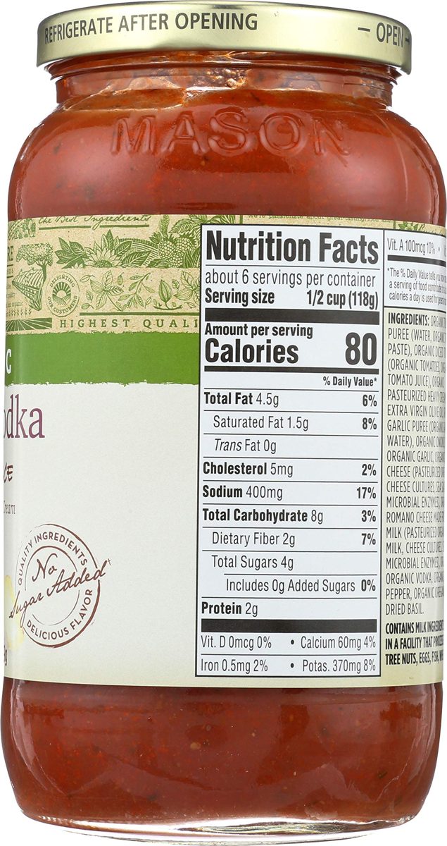 365 Everyday Value, Organic Creamy Vodka Pasta Sauce, 25 oz