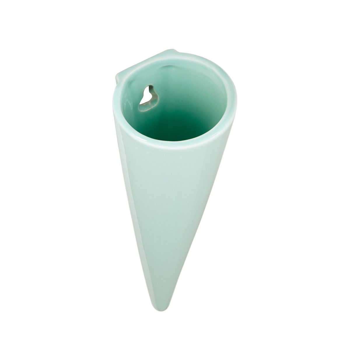 Amazon Brand – Rivet Cone-Shaped Wall Mount Vase, 10.4"H, Modern Earthenware, Aqua