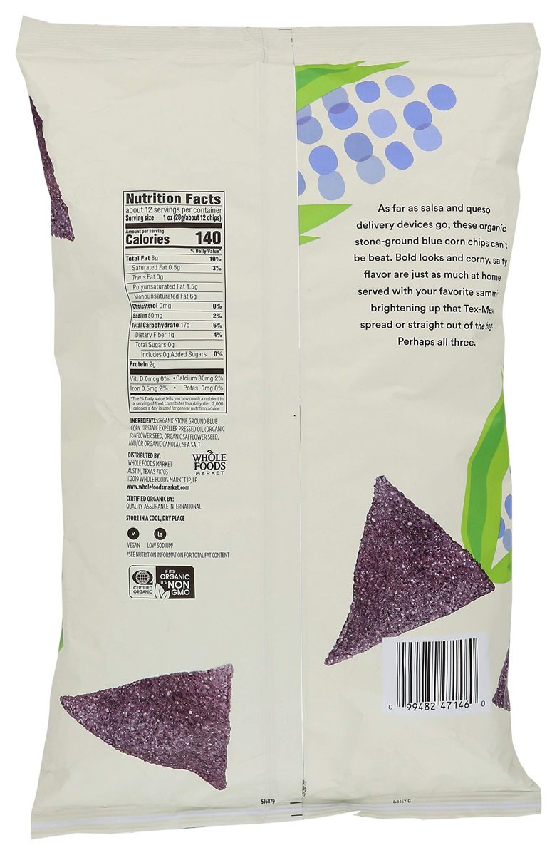 365 by Whole Foods Market, Organic Tortilla Chips, Blue Corn, 12 Ounce