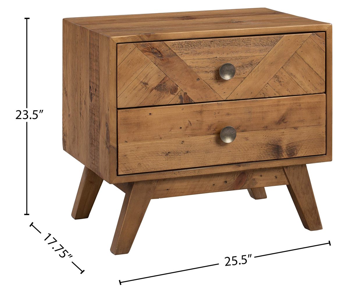 Amazon Brand - Stone & Beam Modern Farmhouse Solid Wood Nightstand with 2 Drawers, 25.5"W, Natural Finish