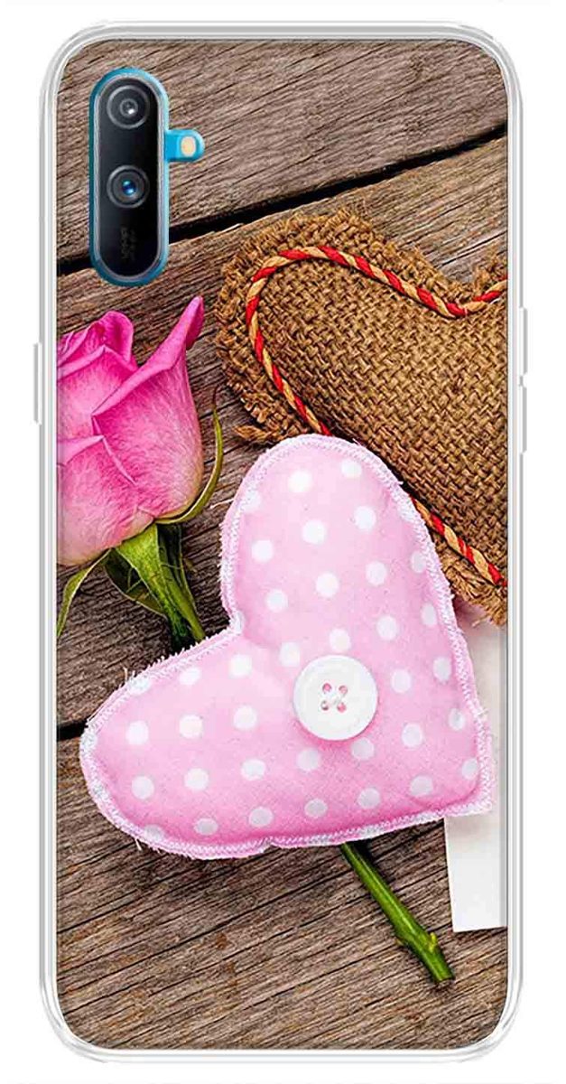 Amazon Brand - Solimo Designer Multicolor Pink Flower Heart Design Printed Soft Back Case Mobile Cover for Realme C3