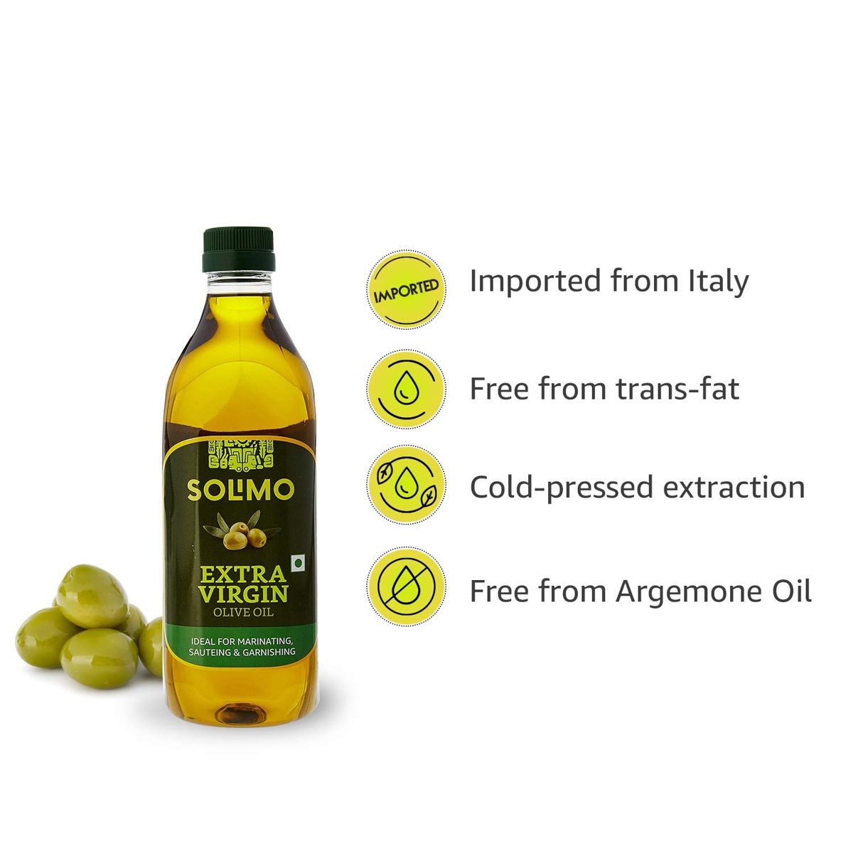 Amazon Brand - Solimo Extra Virgin Olive Oil, 1L